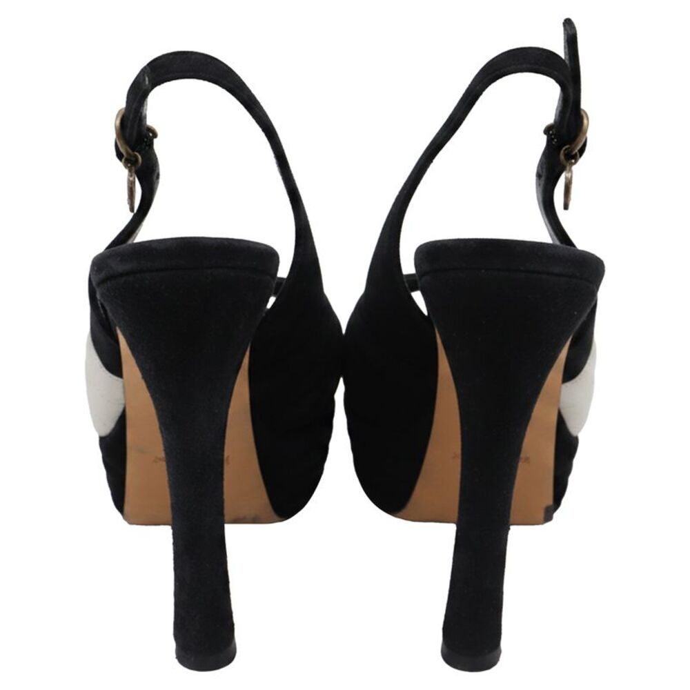 Saint Laurent Cross Strap Peep-Toe Platform Pumps in Black Suede - Picture 4 of 11